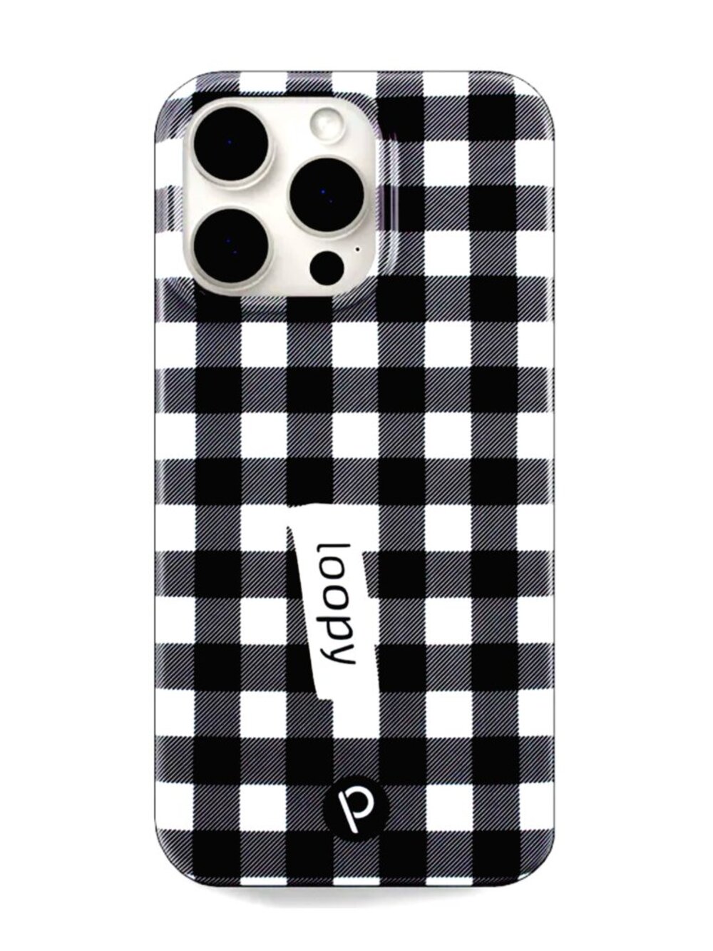 NWT Loopy PLAID Black & White Check iPhone 15 Pro Max Phone Case - Righty